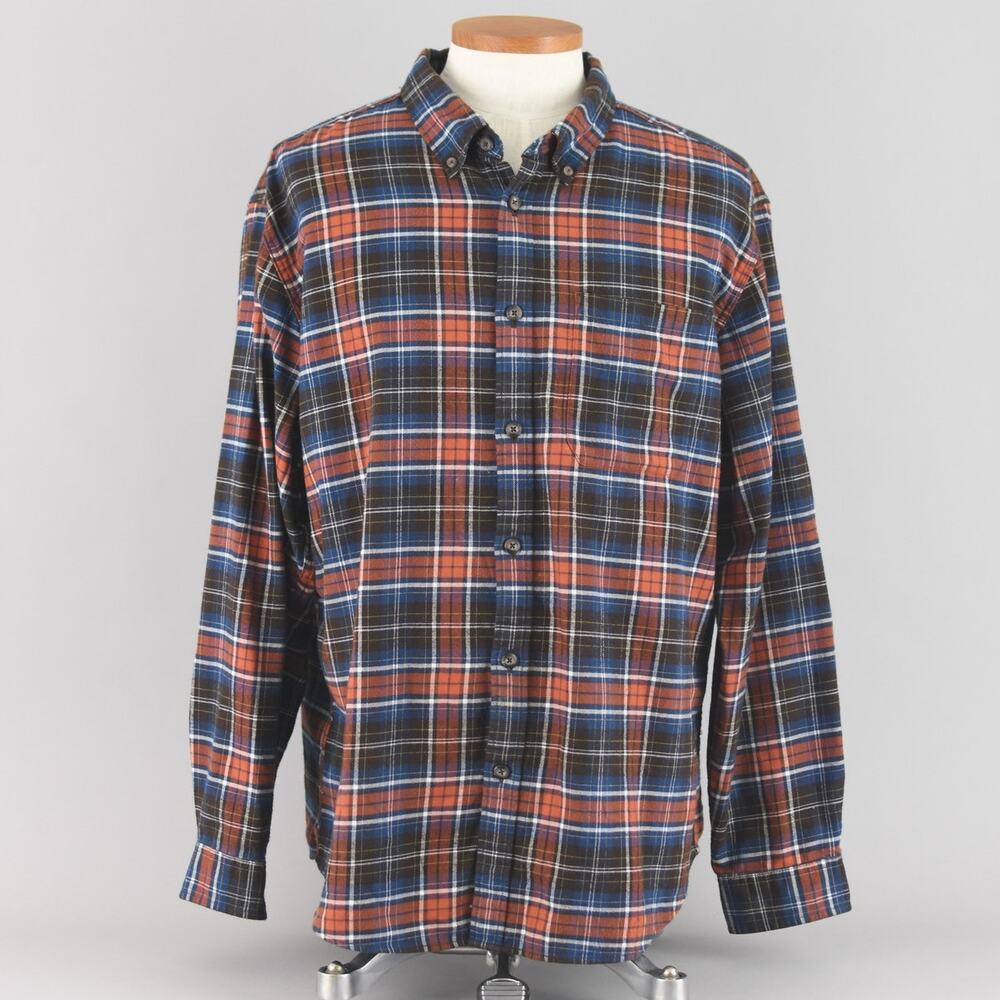 Eddie Bauer Blue Plaid Flannel Shirt, Relaxed Fit, Men's Extra Large